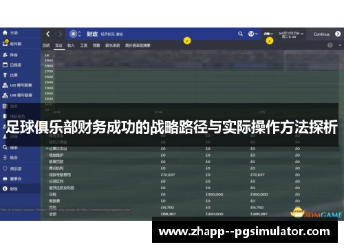 足球俱乐部财务成功的战略路径与实际操作方法探析